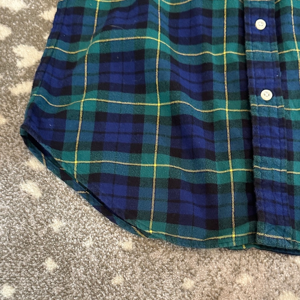 Polo Ralph Lauren Green and Blue Plaid Women's Shirt - Picture 4 of 5